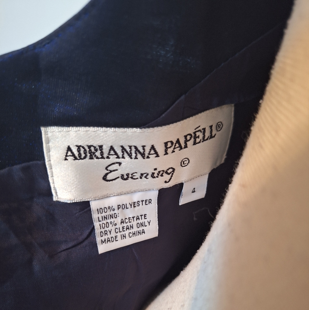Adrianna papell taffeta open back navy maxi dress sz 4 *J - Picture 2 of 6